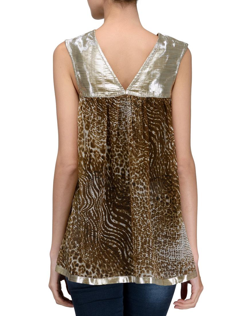 green animal printed chiffon regular top - 12250751 - Zoom Image - 3