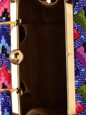 blue silk, metal alloy clutch - 1225279 - Standard Image - 3