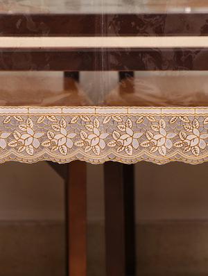 azalea clear 6 seater table cover, 3 inch gold lace ,pack of 1 - 12253453 - Standard Image - 3