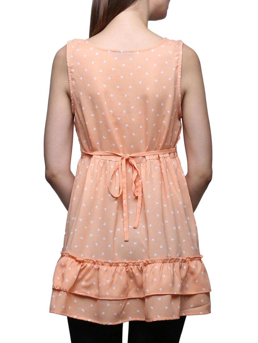 peach polycrepe top - 12253702 - Zoom Image - 3