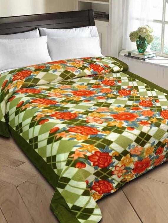 set of 2 floral print double bed fleece blankets - 12267814 - Zoom Image - 3