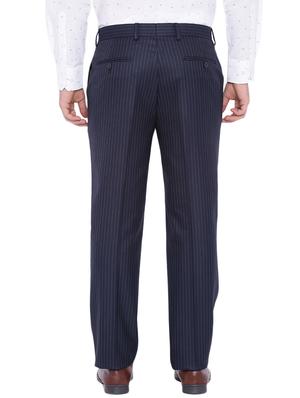 navy blue polyester flat front trousers formal - 12269076 - Standard Image - 3