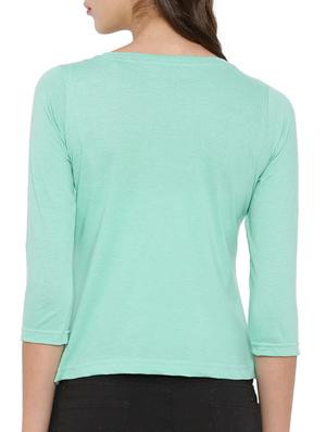 round neck solid sea green top - 12269305 - Standard Image - 3