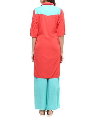 pink crepe straight kurti - 12273623 - Standard Image - 3