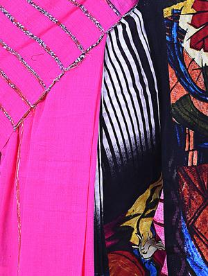 Pink Cotton Printed Saree with blouse - 12274853 - Standard Image - 3