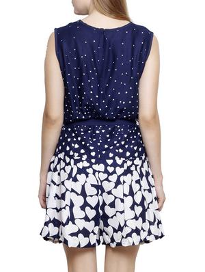 navy blue printed rayon jumpsuit - 12324486 - Standard Image - 3