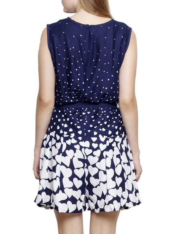 navy blue printed rayon jumpsuit - 12324486 - Zoom Image - 3