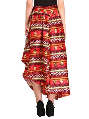 red crepe asymmetric skirt - 12337070 - Standard Image - 3