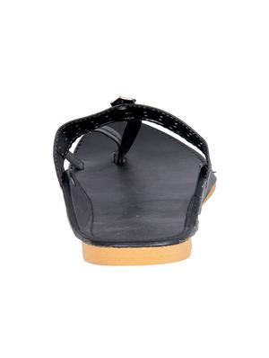 black leatherette kolhapuri slipper - 12347703 - Standard Image - 3