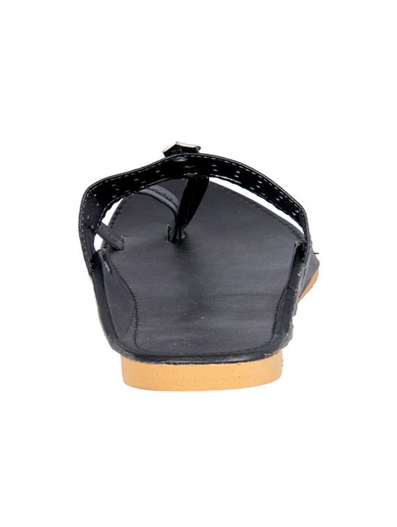 black leatherette kolhapuri slipper - 12347703 - Zoom Image - 3