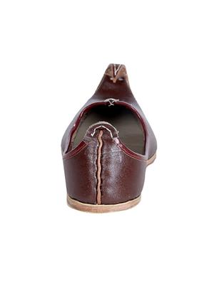 brown leather slip on mojari - 12347726 - Standard Image - 3