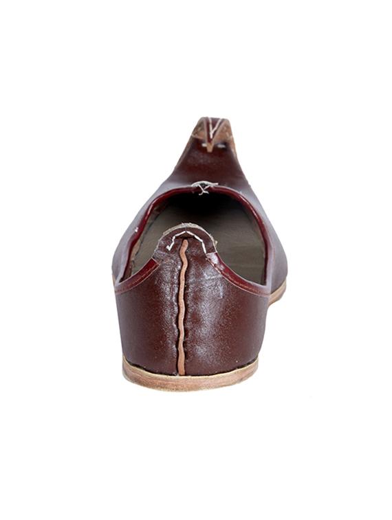 brown leather slip on mojari - 12347726 - Zoom Image - 3
