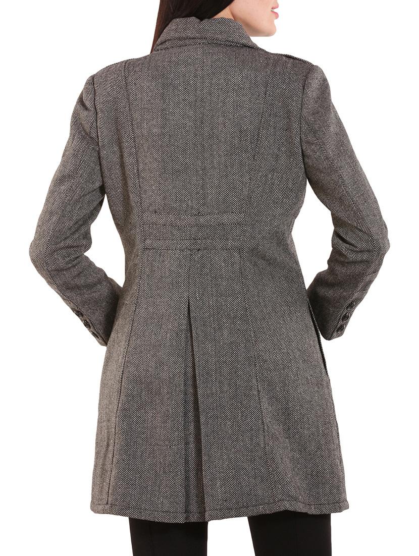 solid grey woollen coatigan - 12350382 - Zoom Image - 3