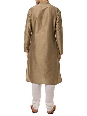 solid brown dupion kurta - 12352874 - Standard Image - 3