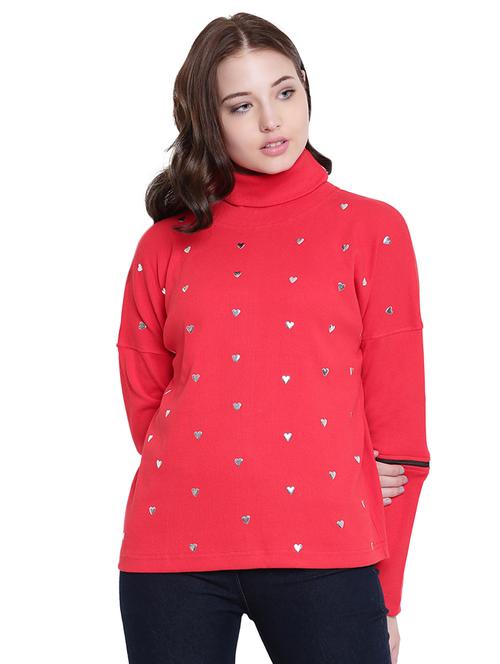 red cotton stylised sleeves sweatshirt - 12369846 - Standard Image - 1