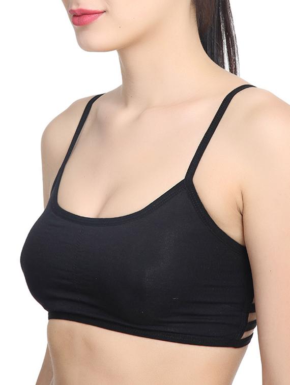 black cotton bralette - 12372258 - Zoom Image - 3