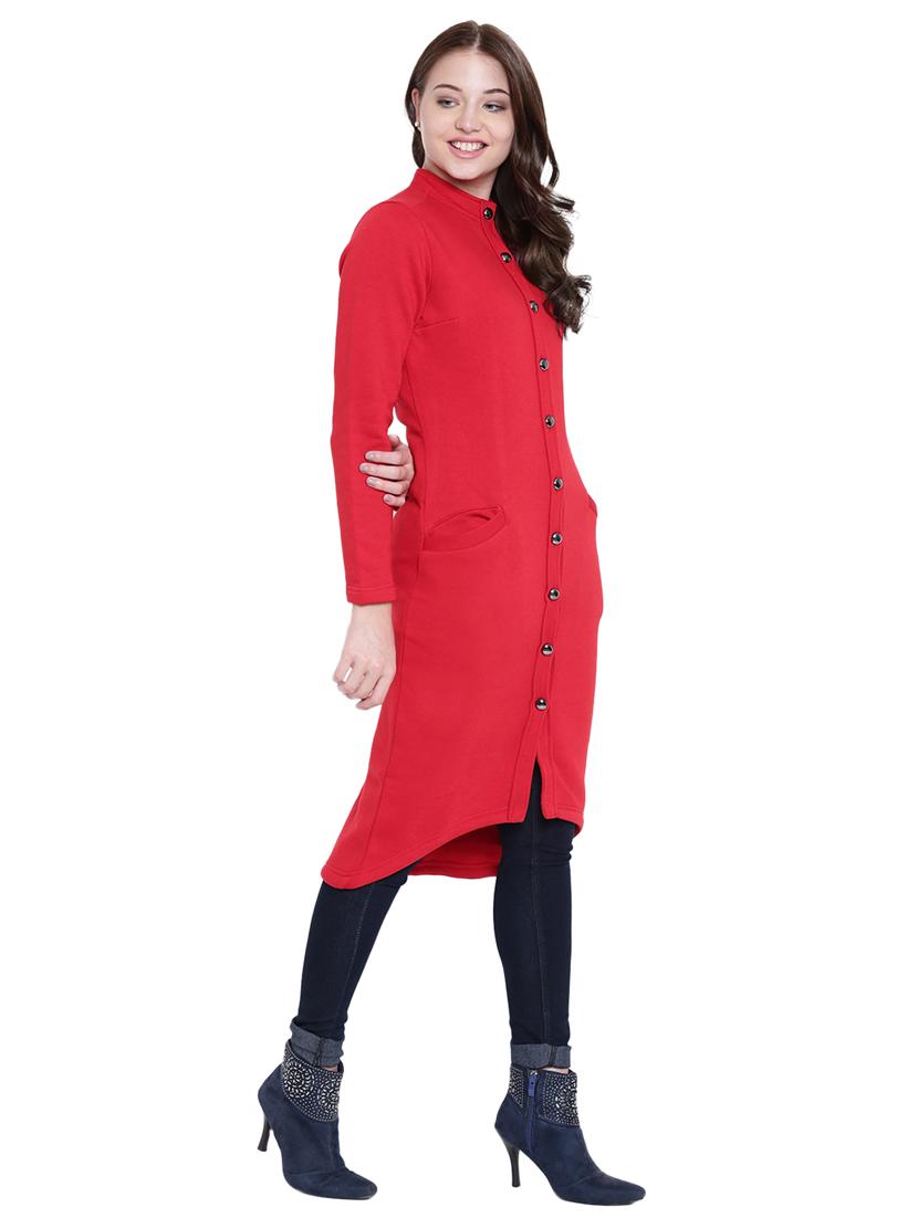 mandarin neck button up high low tunic - 12375435 - Zoom Image - 3