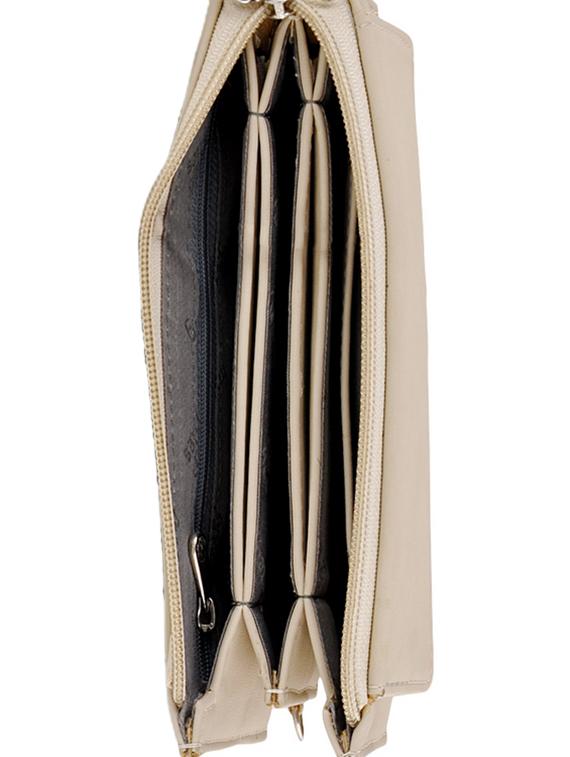 beige leatherette handbag and clutch combo - 12379289 - Zoom Image - 3