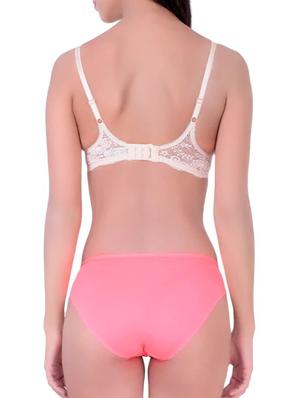 pink cotton bras and panty set - 12380027 - Standard Image - 3