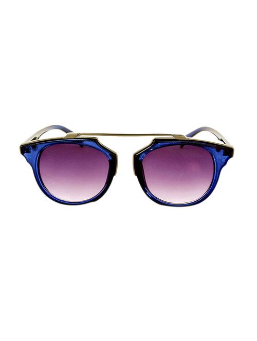blue plastic round men sunglass - 12394492 - Standard Image - 1