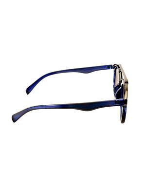 blue plastic round men sunglass - 12394492 - Standard Image - 3