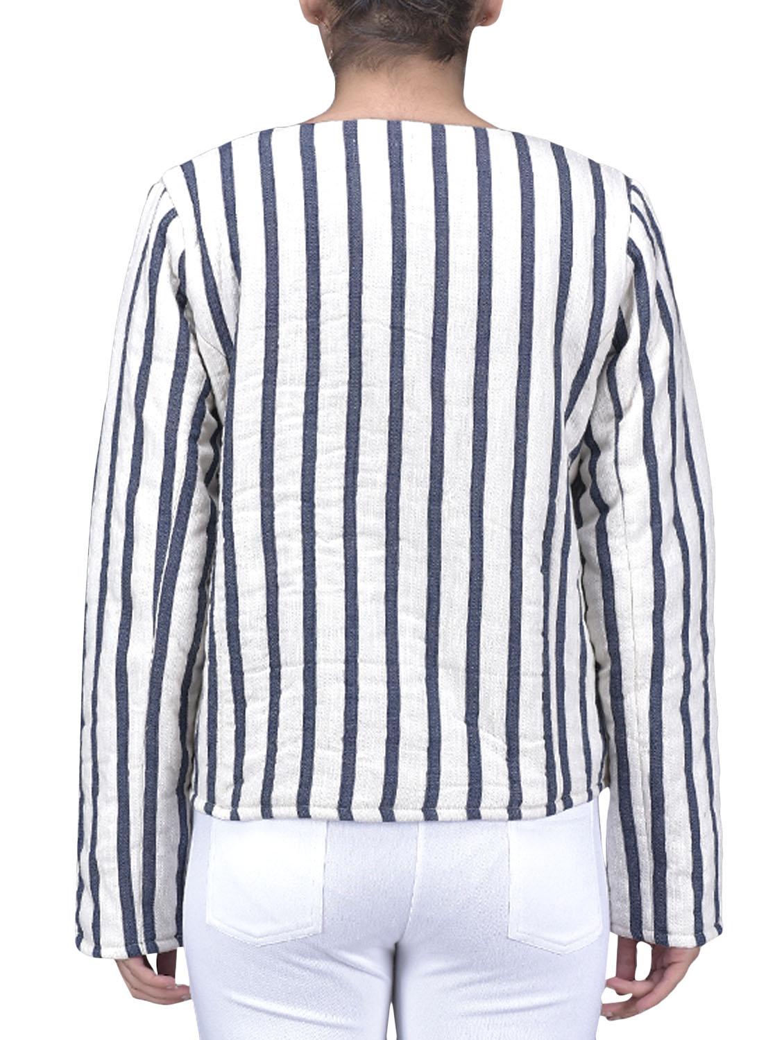 white and navy blue striped cotton jacket - 1239790 - Zoom Image - 3