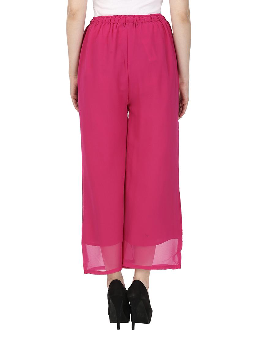 pink georgette palazzos - 12405639 - Zoom Image - 3