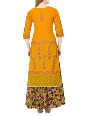 mustard cotton straight kurta - 12410185 - Standard Image - 3