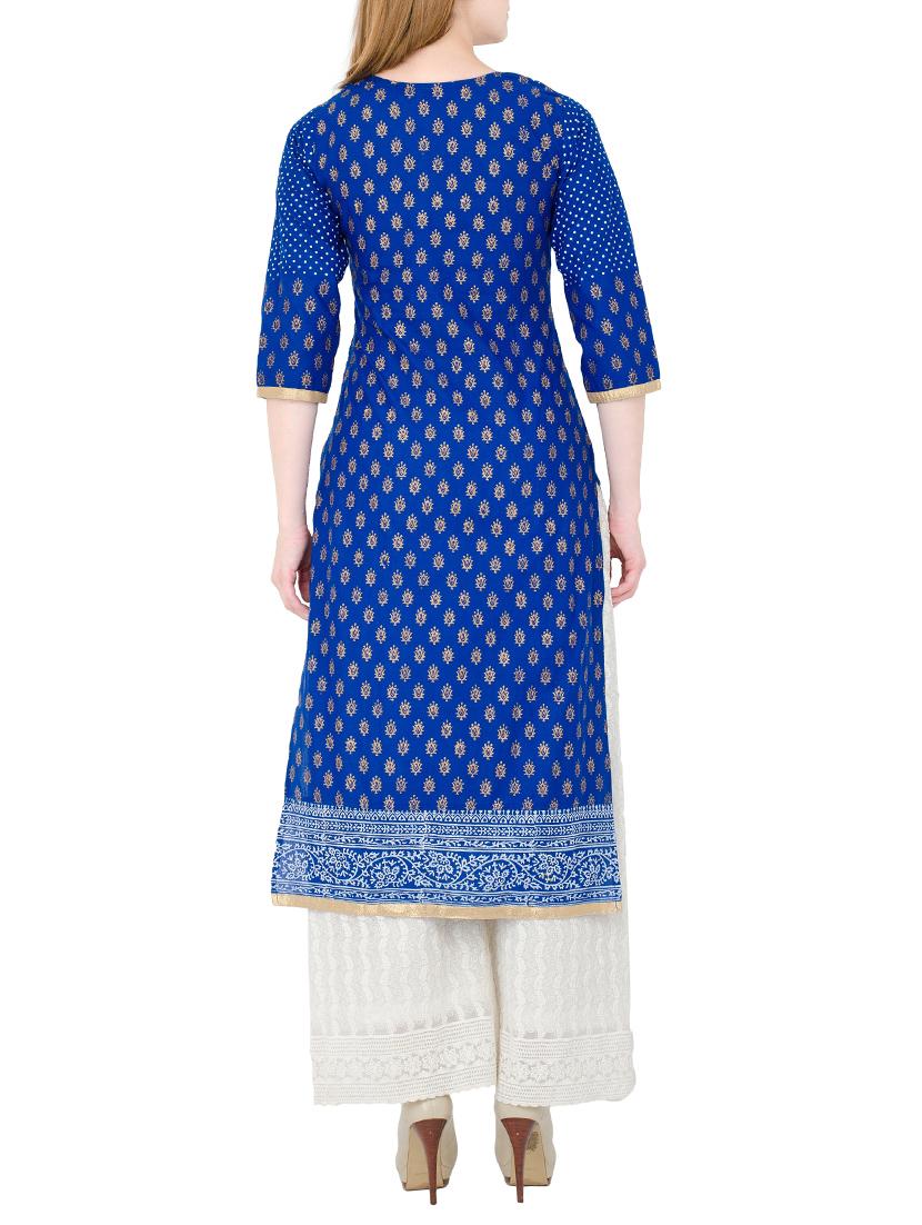 block print straight kurta - 12426208 - Zoom Image - 3