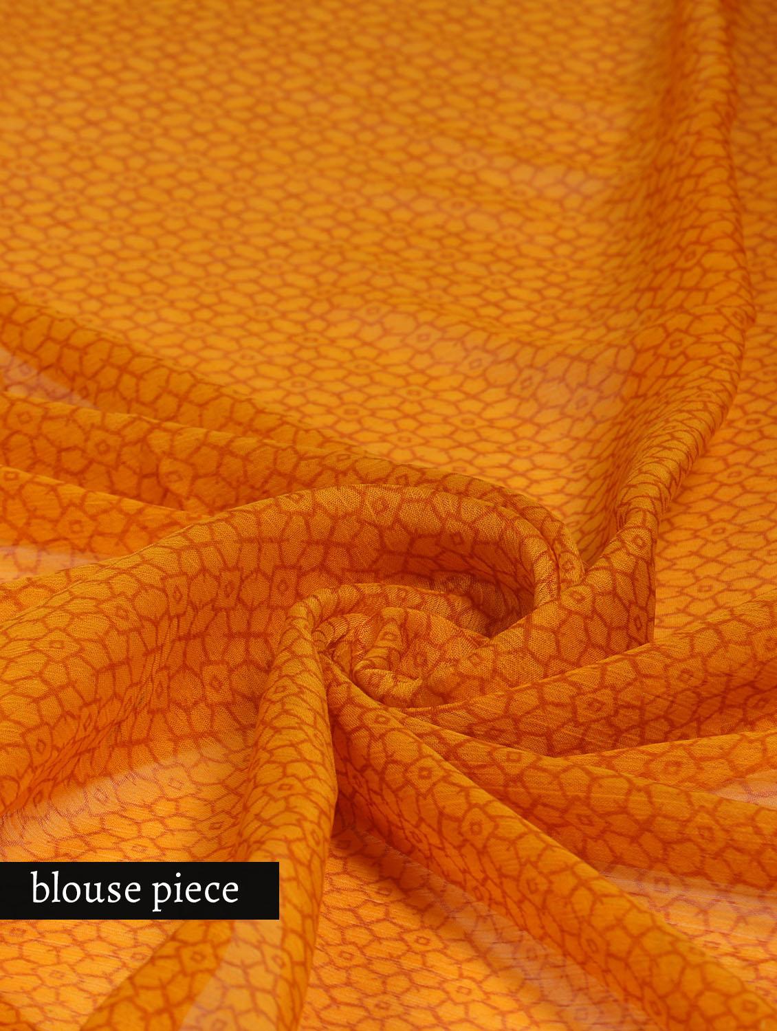 Multicolor printed chiffon saree with blouse - 1242646 - Zoom Image - 3