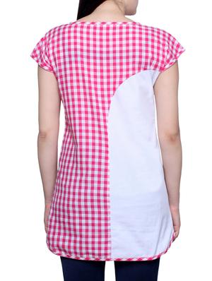 white checkered chiffon regular top - 12429251 - Standard Image - 3