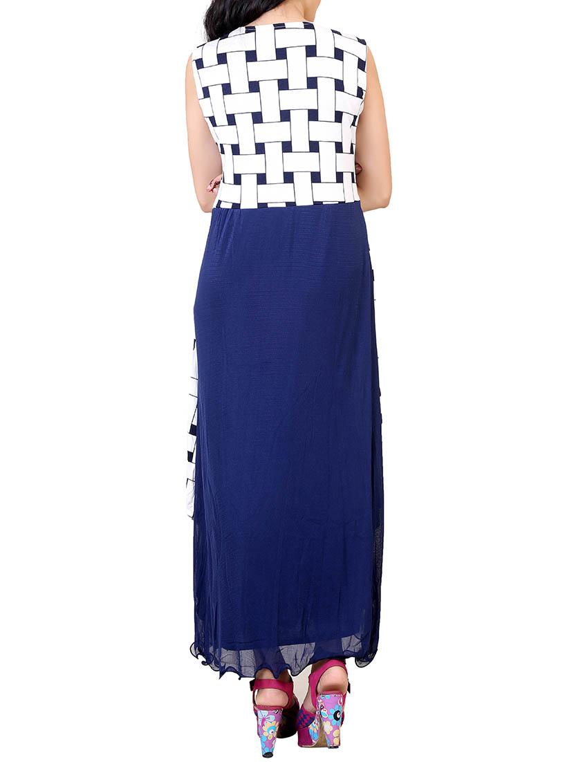 blue printed cotton maxi dress - 12437123 - Zoom Image - 3