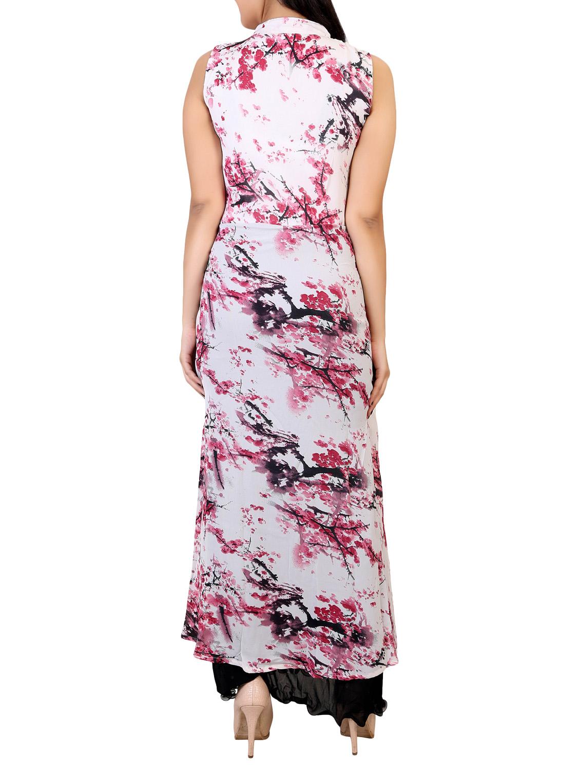 multicolored printed georgette maxi dress - 12437143 - Zoom Image - 3