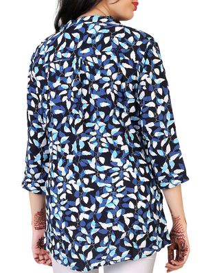 blue printed georgette shirt - 12441683 - Standard Image - 3