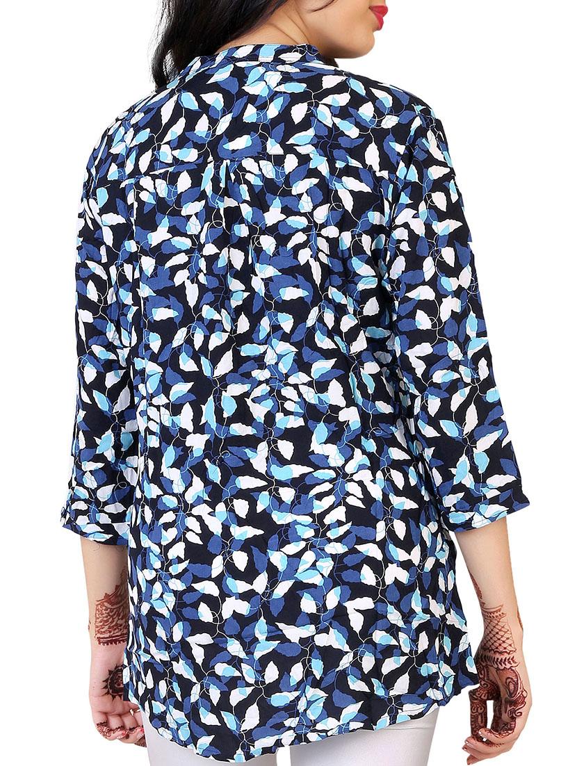 blue printed georgette shirt - 12441683 - Zoom Image - 3