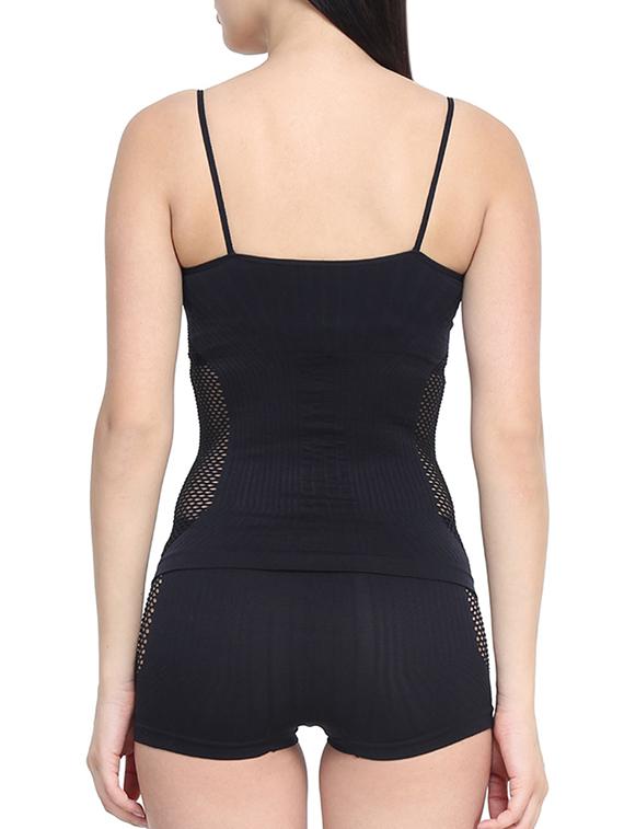 black nylon camisole and shorts - 12456020 - Zoom Image - 3