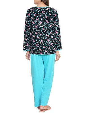 floral top with solid pajama set - 12457283 - Standard Image - 3