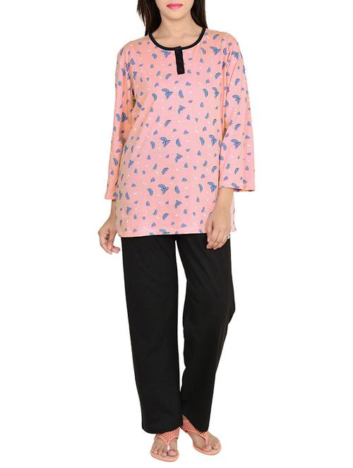pink printed cotton pyjama set - 12457286 - Standard Image - 1