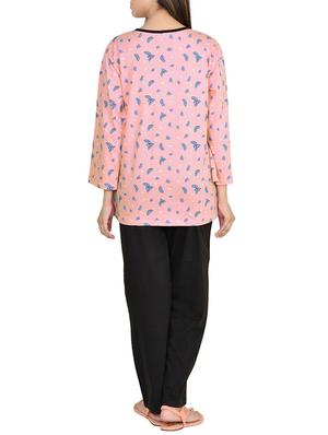 pink printed cotton pyjama set - 12457286 - Standard Image - 3