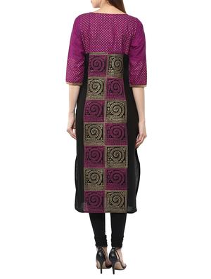 purple cotton long kurta - 12462633 - Standard Image - 3