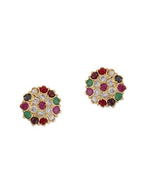 multi colored gold plated studs earring - 12469150 - Standard Image - 3