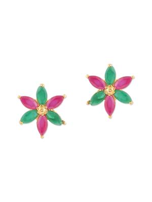 multi colored gold plated studs earring - 12469197 - Standard Image - 3