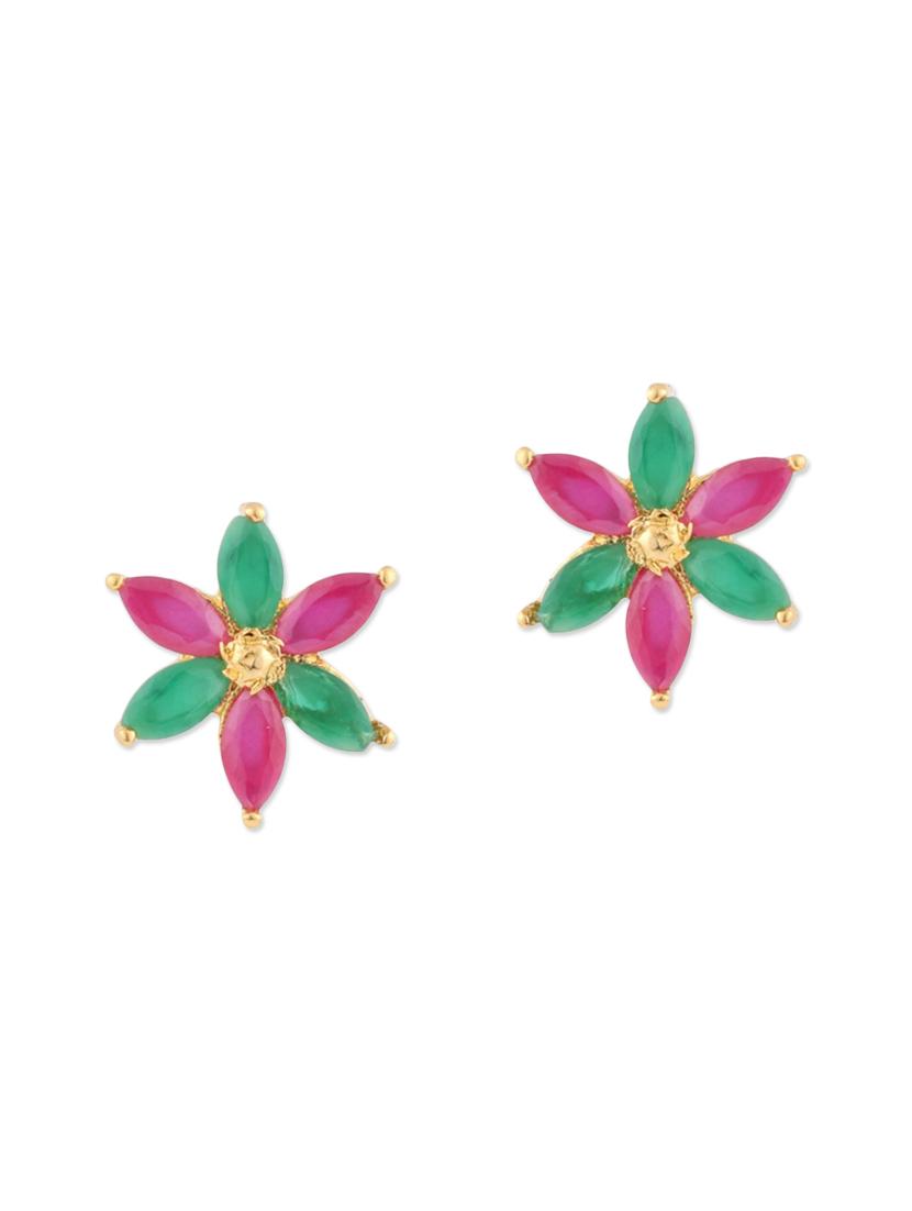 multi colored gold plated studs earring - 12469197 - Zoom Image - 3