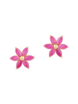 pink gold plated studs earring - 12469214 - Standard Image - 3