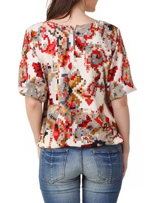 beige printed crepe top - 12477956 - Standard Image - 3