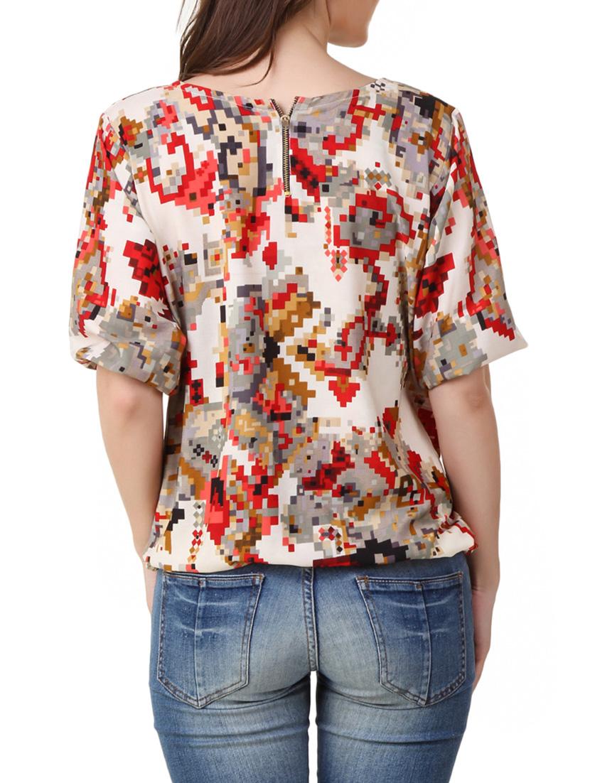 beige printed crepe top - 12477956 - Zoom Image - 3