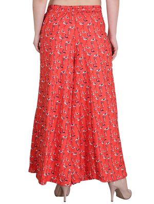 orange printed crepe palazzo - 12481611 - Standard Image - 3