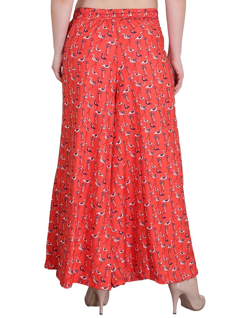 orange printed crepe palazzo - 12481611 - Zoom Image - 3
