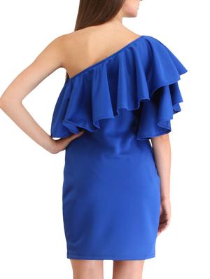 blue hosery single shoulder dress - 12482636 - Standard Image - 3