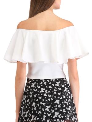 white hosery off shoulder crop top - 12483269 - Standard Image - 3